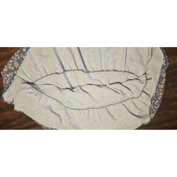 Bloomfield A-Line Floral Teal Brown Cream Spaghetti Strap Ruffled Sundress Large - Picture 7 of 12